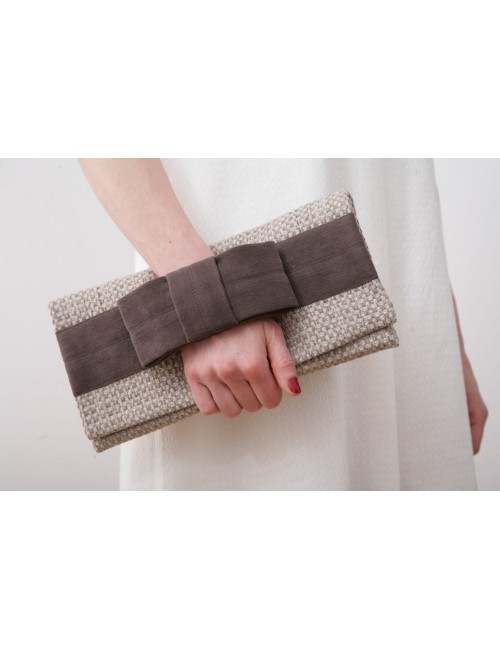 Clutch bag - beige with a...