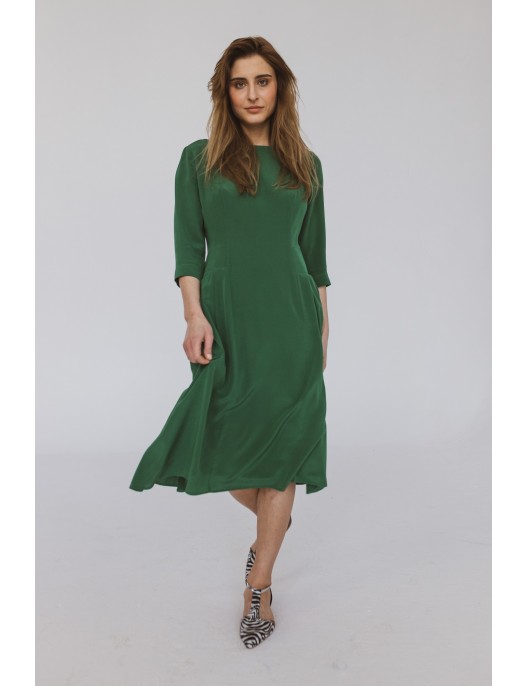 Green silk dress