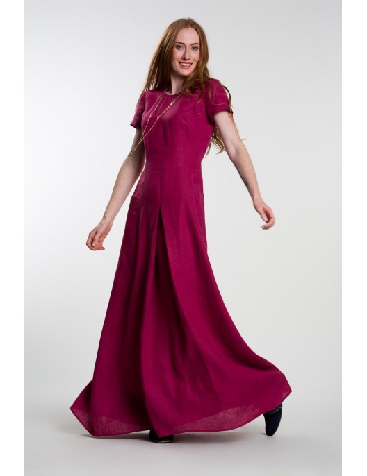 Long fuchsia linen dress