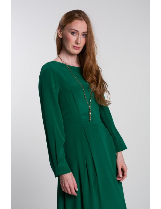 Long silk green dress