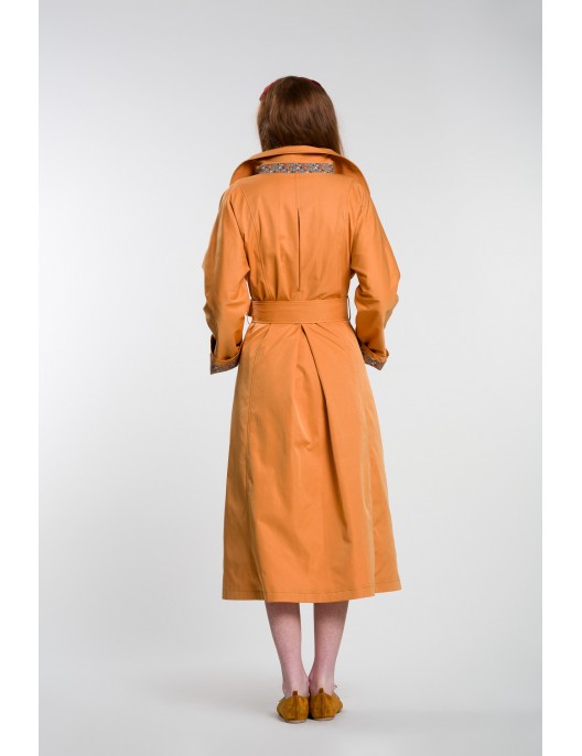 Orange long trench coat